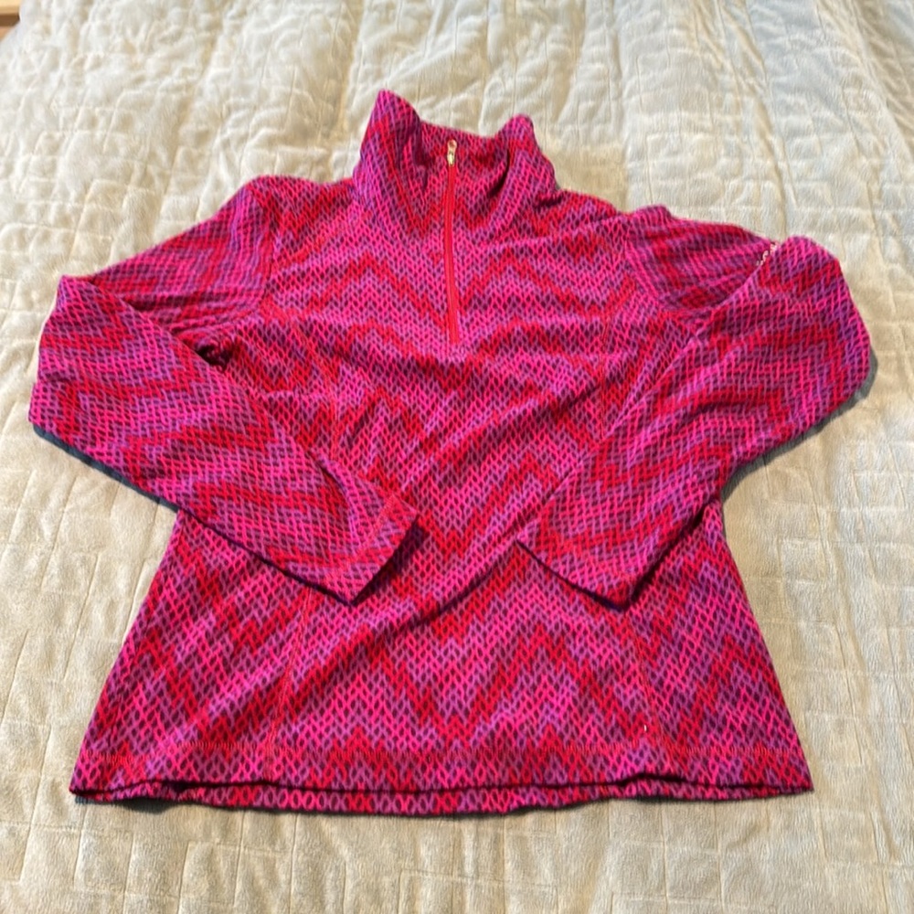 Columbia Fleece Sweatshirt, Pink, Purple, Mock Neck, Pullover, Size S